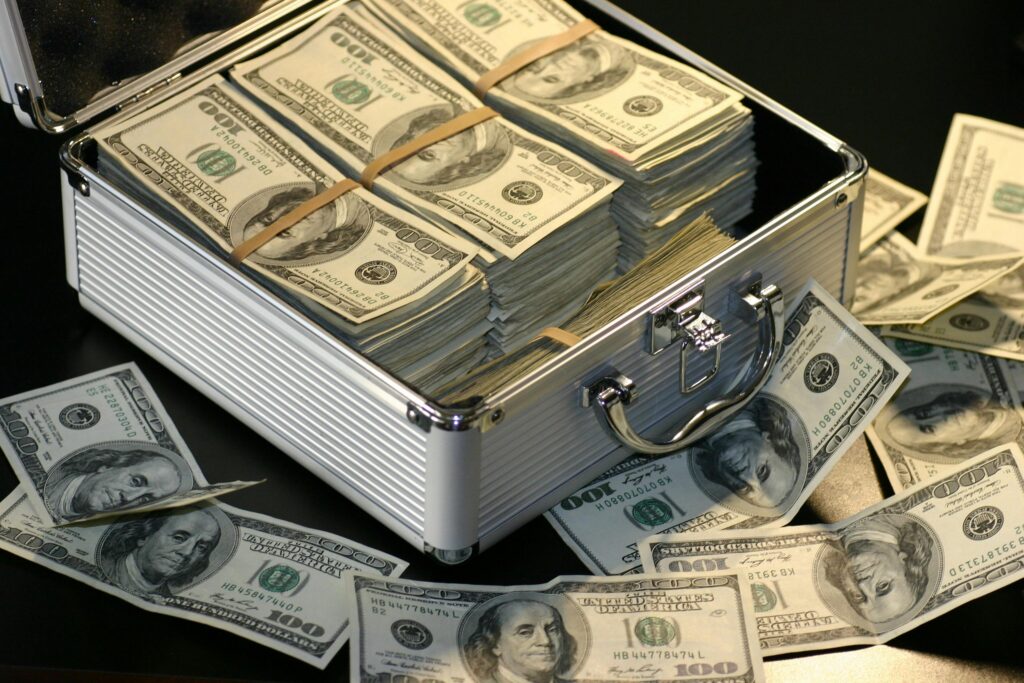 Grey Metal Case of Hundred Dollar Bills by Pixabay
