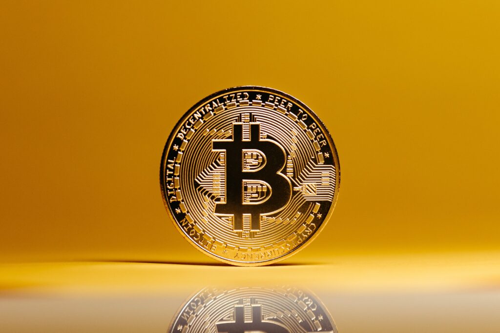 Bitcoin on Yellow Studio Background by Jonathan Borba