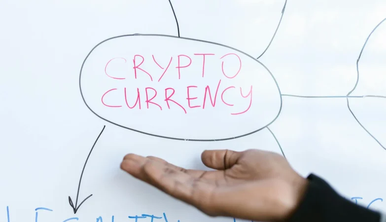 Cryptocurrency concept written on whiteboard image